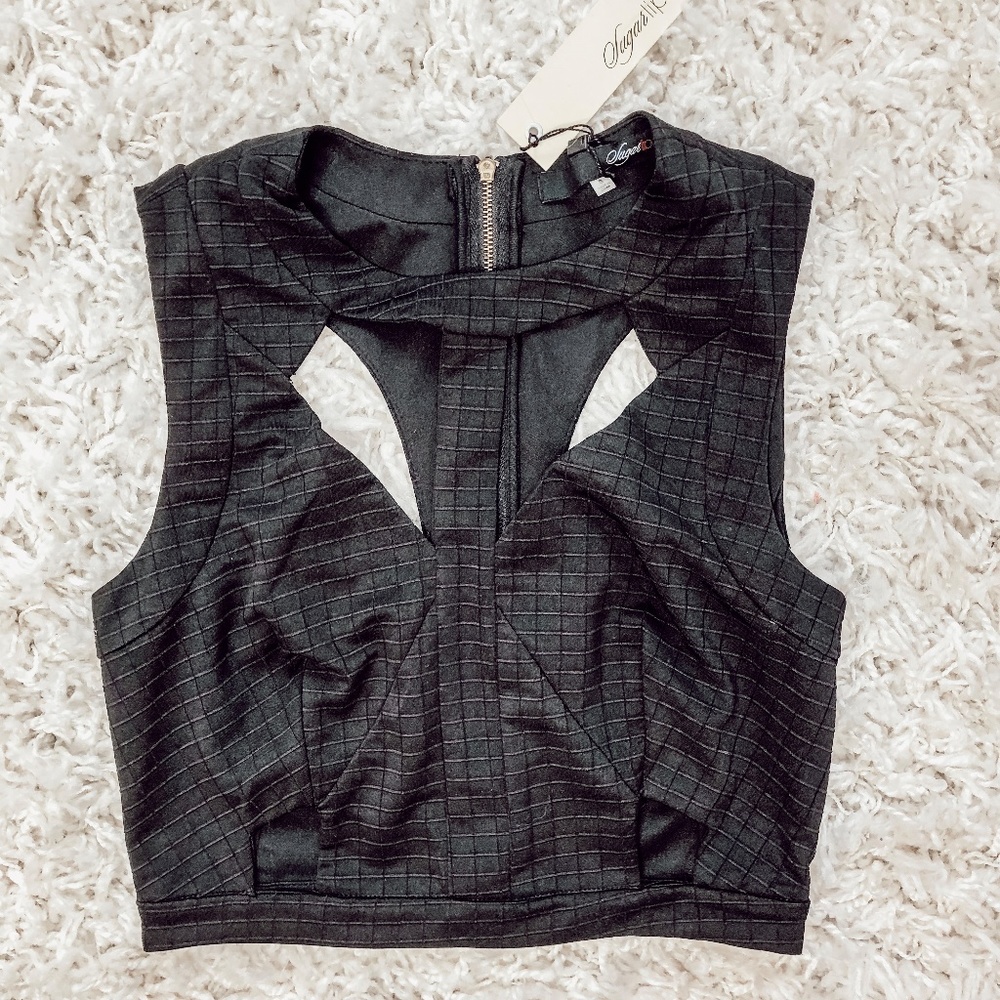 Black Crop Top | Crop Top with Cut Outs